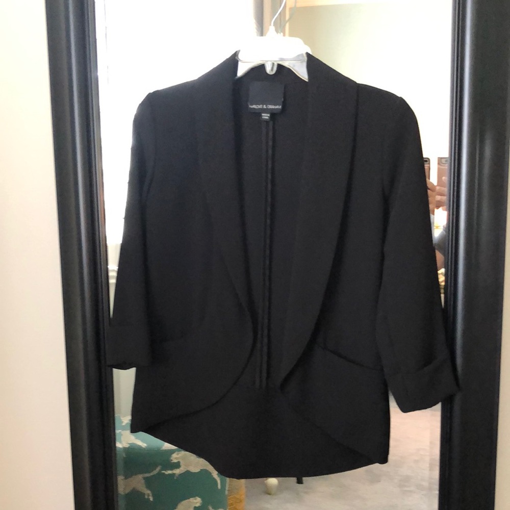 Black blazer peplum 3/4 sleeve XS